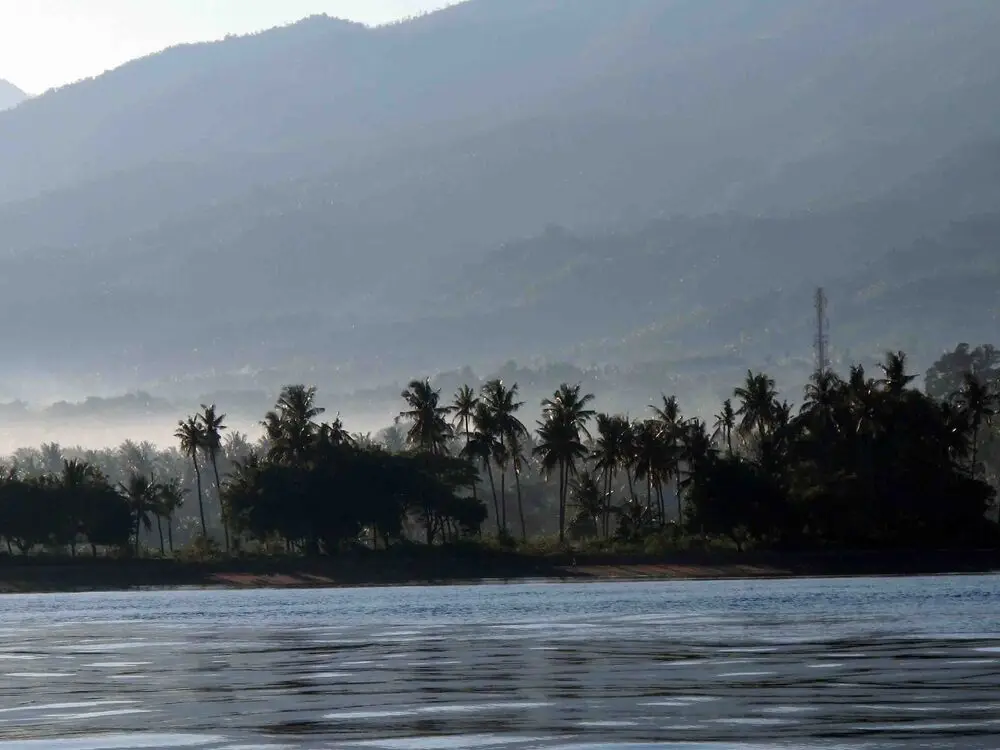 Morning mist drifting across the mountains