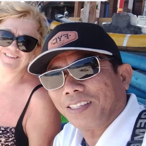 Nengah, Tirta Bali English-speaking driver, at the Blue Lagoon boats